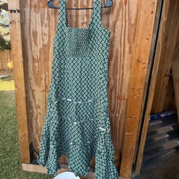 Anthropologie Green Floral Dress (Size XL) - Picture 2 of 4